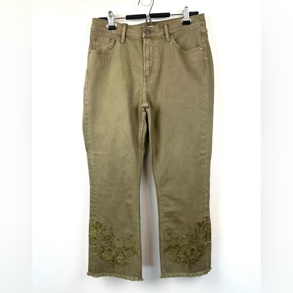 Johnny Was Embroidered Baby Boot Jeans in Khaki Size 30 - Picture 1 of 10